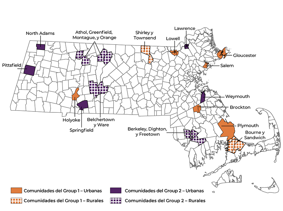 Mapa de Healing Communities en Massachusetts